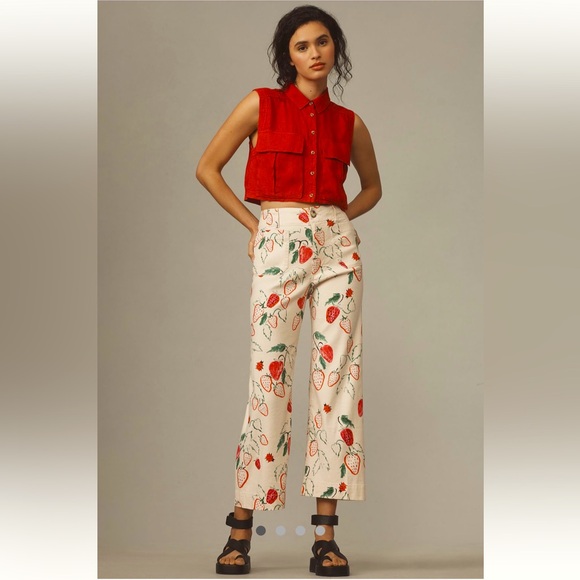 Anthropologie Pants - Anthropologie NWT The Phthalo Ruth Colette
Cropped Wide-Leg Trousers size 28.
